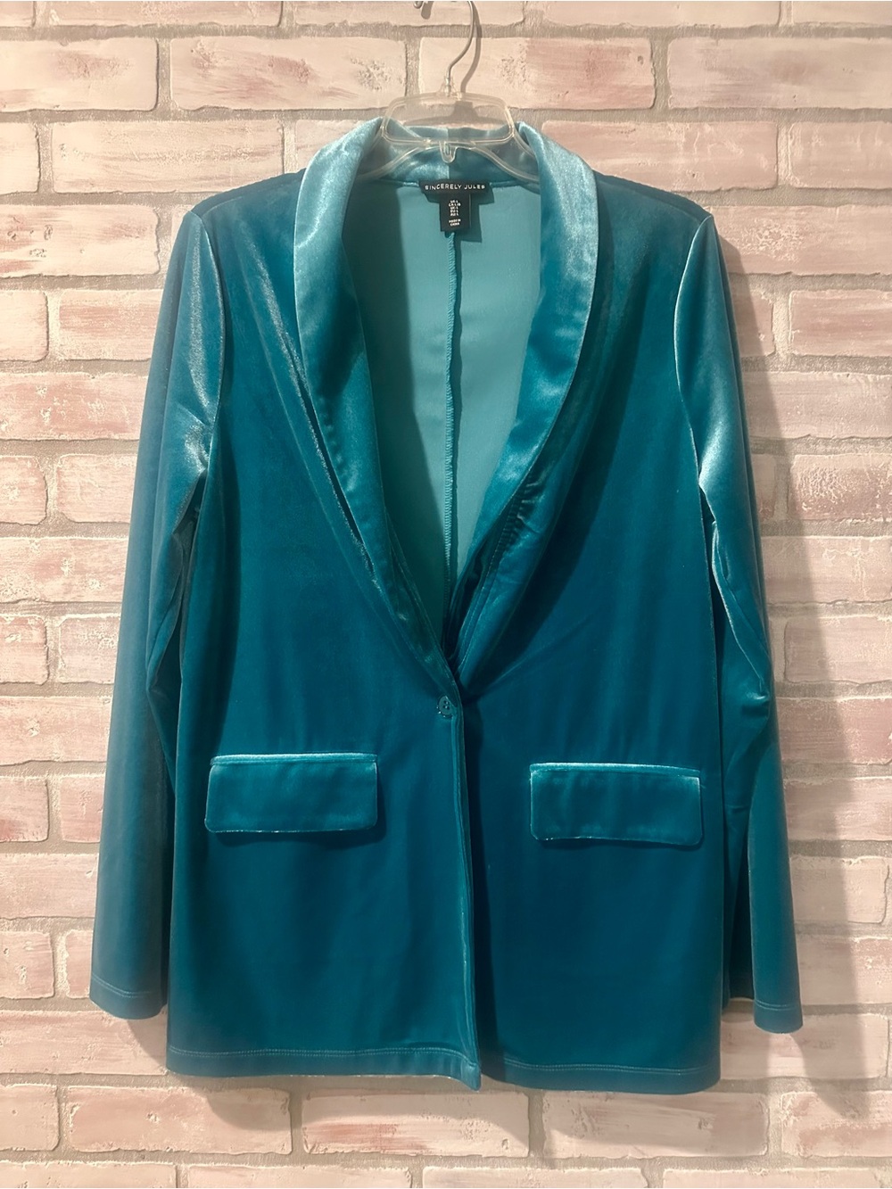 Sincerely Jules Teal Velvet Blazer Jacket